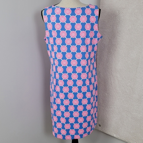 Lulu-B Blue And Pink Medallion Print Sleeveless Travel Shift Dress‎ Sz L NEW - Picture 2 of 12
